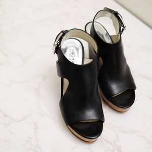 Michael Kors Carla Black Wedge Platform Heels 5M